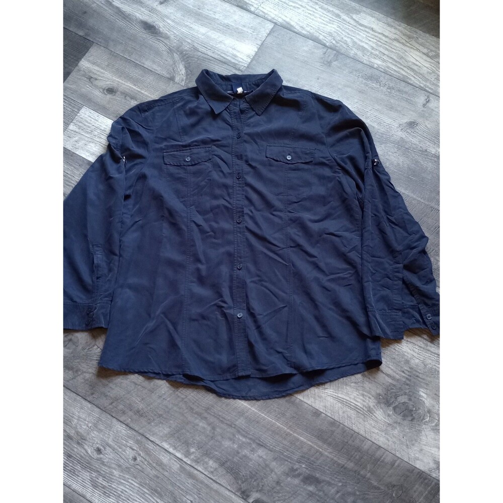 Jones Wear Sport Men's XL Navy Blue Roll Up Long Sleeve Button Up Top